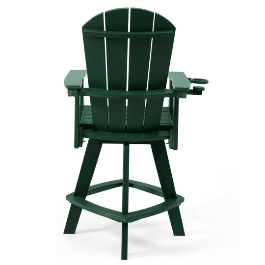 Malibu Outdoor HDPE Swivel Adirondack Bar Height Chair With Cup Holder