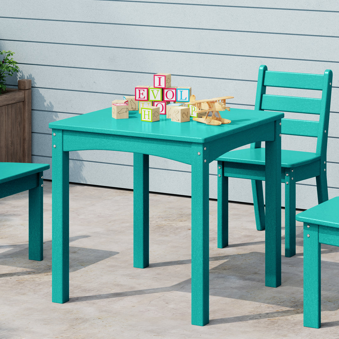 Treehouse Kids 24" Wide HDPE Plastic Childrens Square Dinner Table