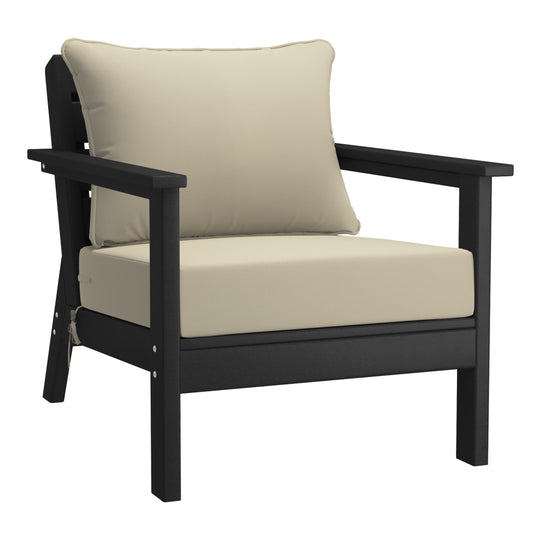 Avalon Outdoor Modern HDPE Patio Club Chairs with Deep Seat Cushions (Set of 2)