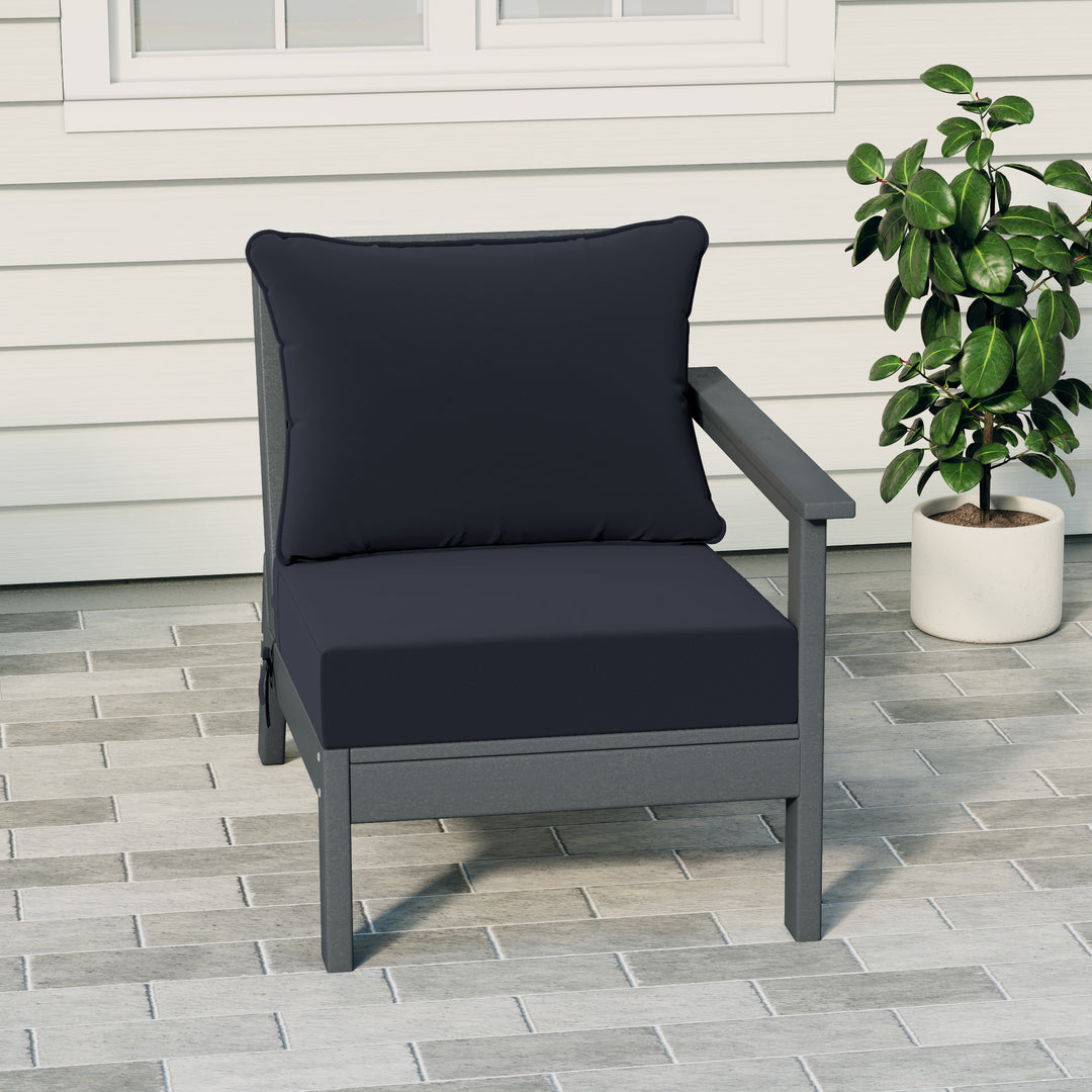Avalon Outdoor Patio HDPE Right Arm Sectional Corner Club Chair with Patio Cushions