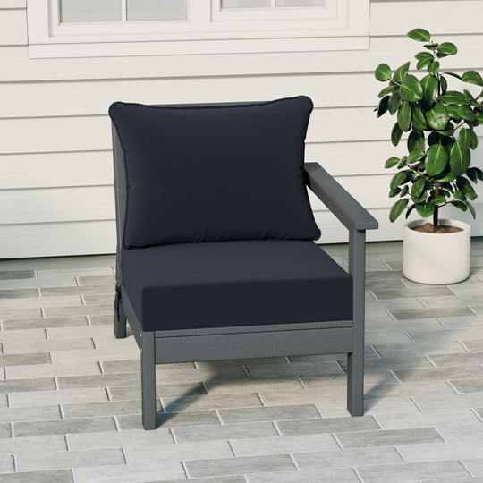 Avalon Outdoor Patio HDPE Right Arm Sectional Corner Club Chair with Patio Cushions