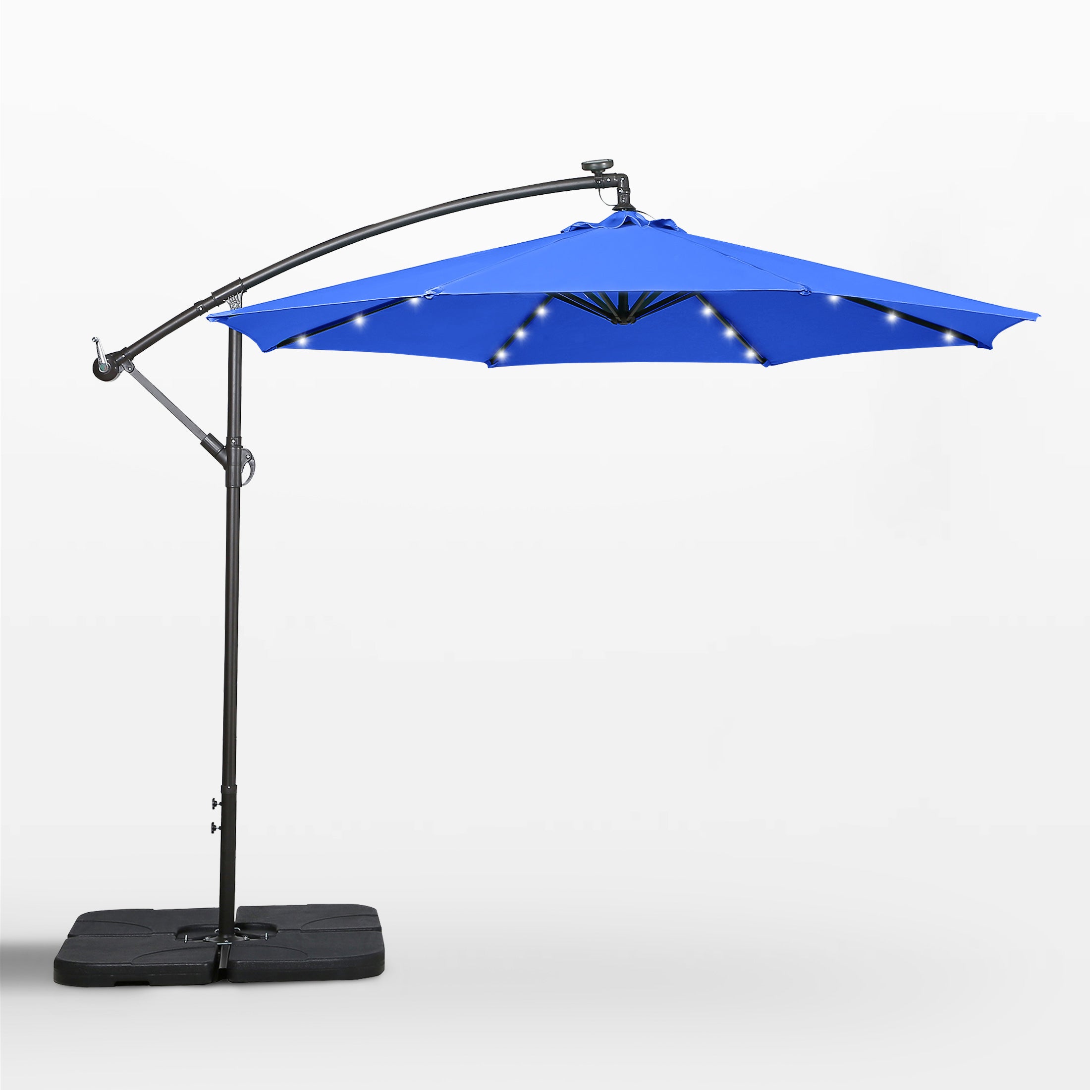 10 ft aluminum pole cantilever solar patio umbrella 10ft Square Offset Sunbrella This umbrella is a versatile item that moves seamlessly from day to evening use HOMSHADE 10FT Solar LED Cantilever