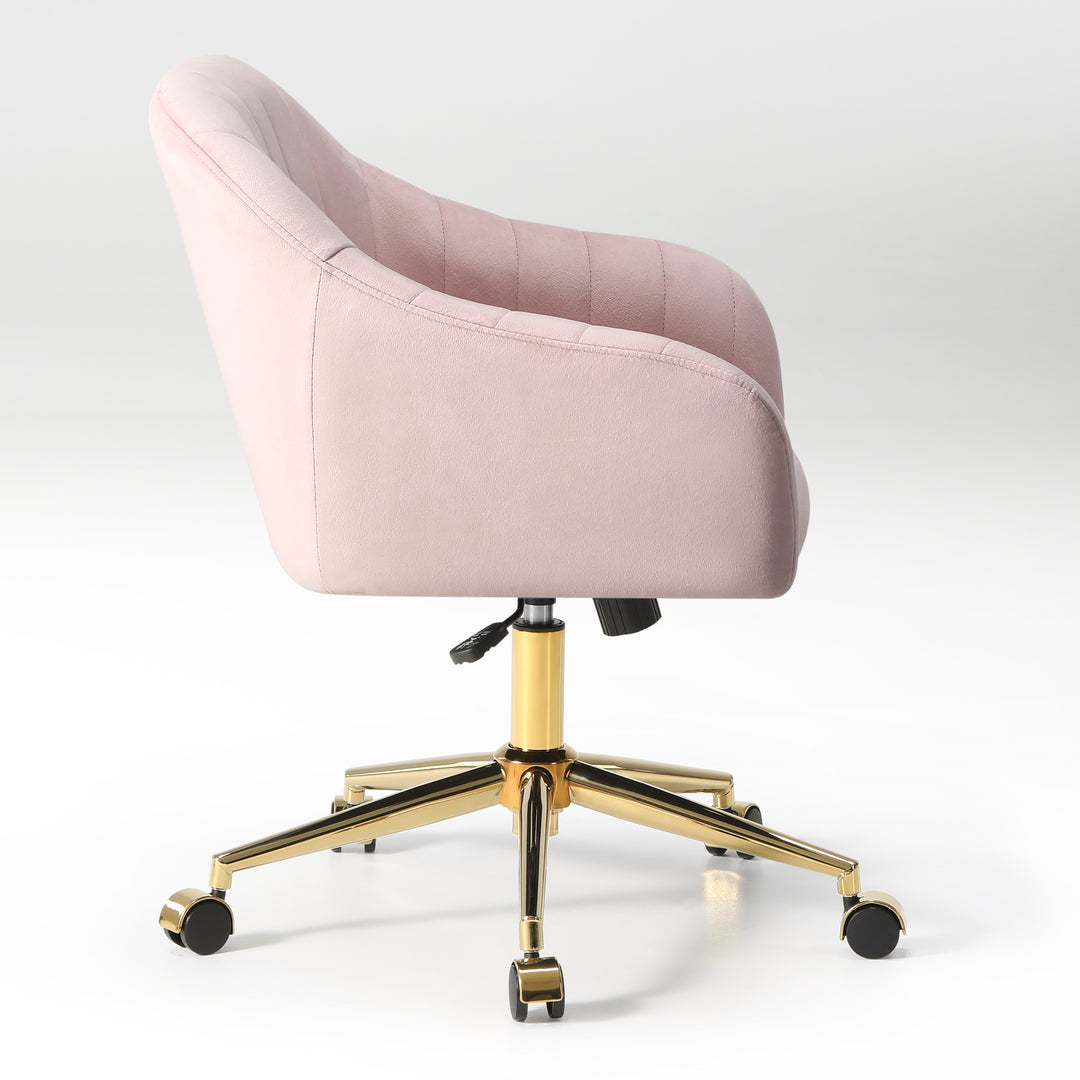 Phoebe Upholstered Velvet Swivel Vanity Office Chair With Wheels