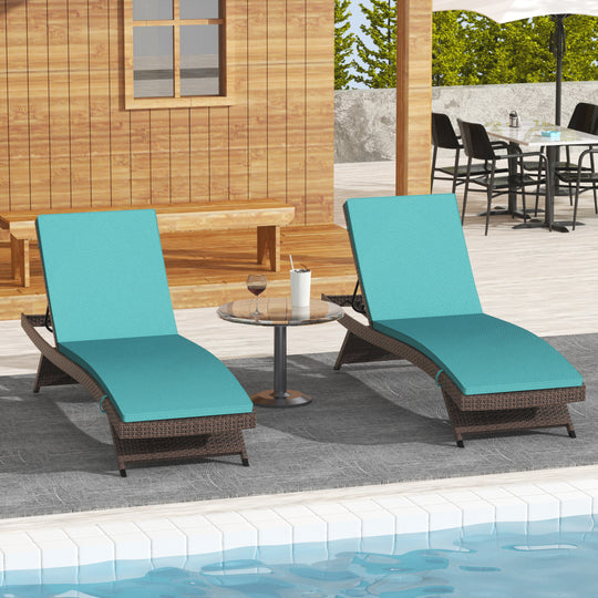 Somerset Brown Rattan Wicker Outdoor Patio Chaise Lounge with Cushion (Set of 2)