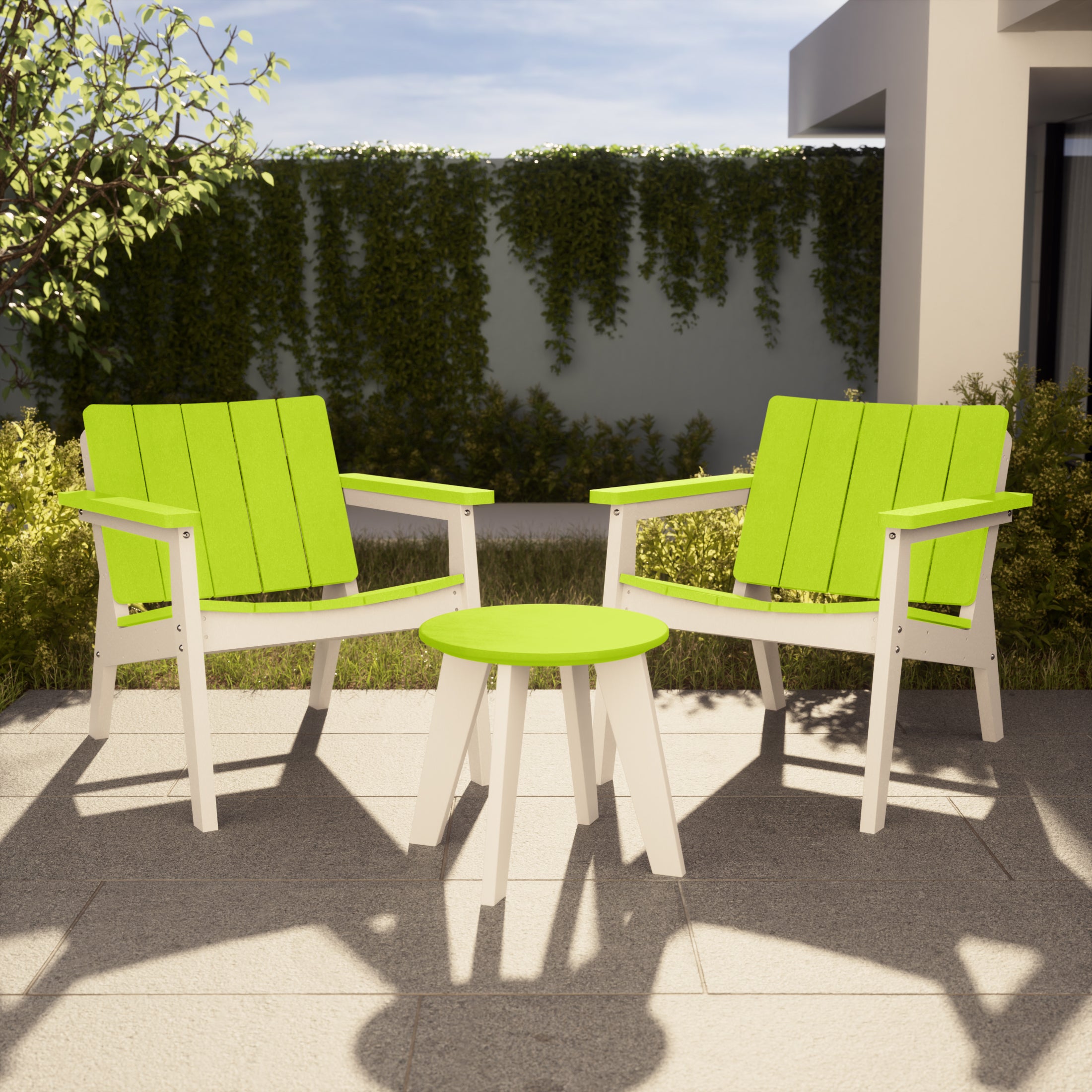 Pacifica 3-Piece Outdoor HDPE Conversation Set with Deep Seating Chairs and Round Side Table