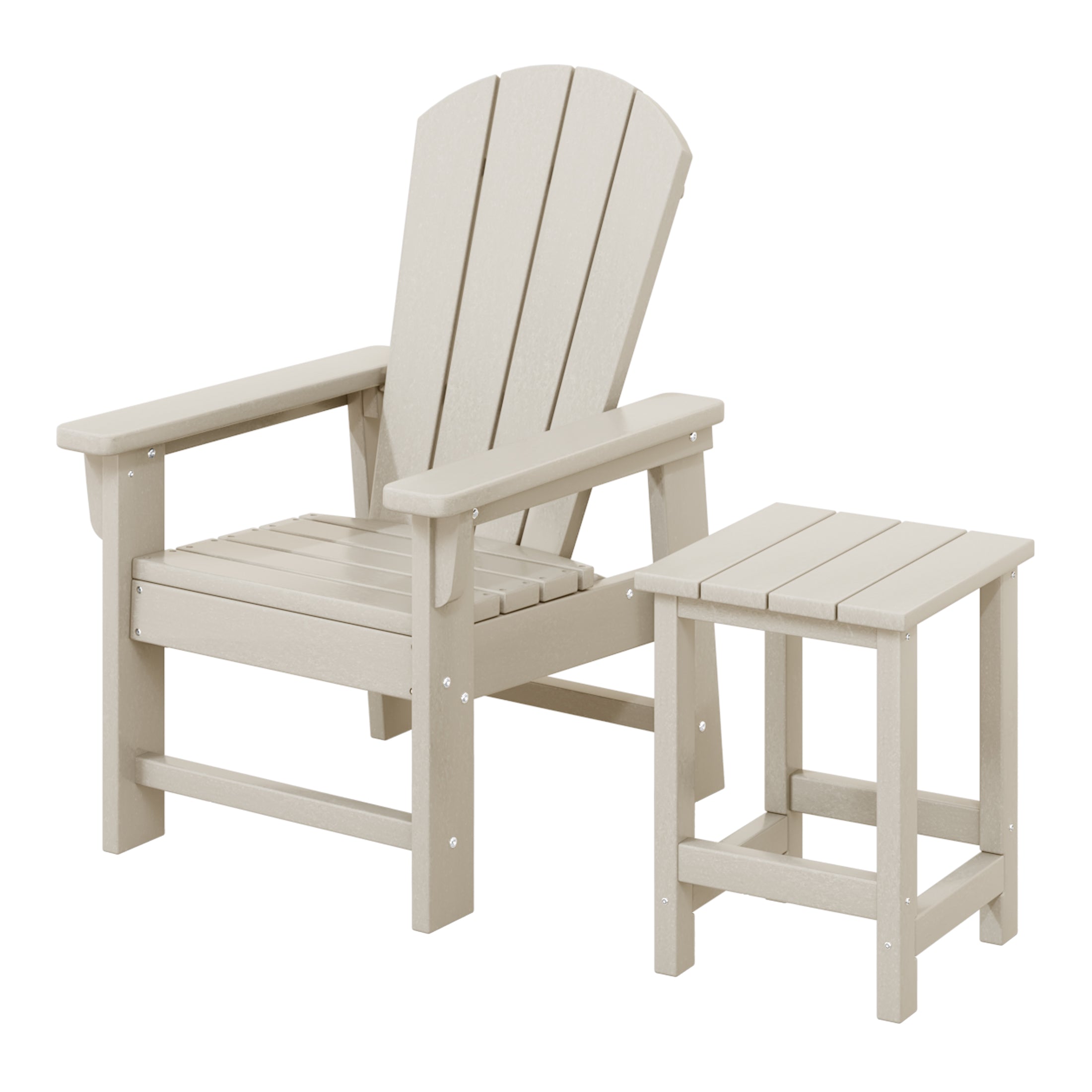 Malibu 2-Piece Kids Outdoor HDPE Adirondack Chair With Square Side Table Set