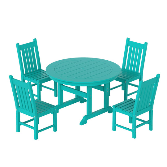 Malibu 5 Piece Outdoor Patio Dining Set Outdoor Round Table and Chair Set