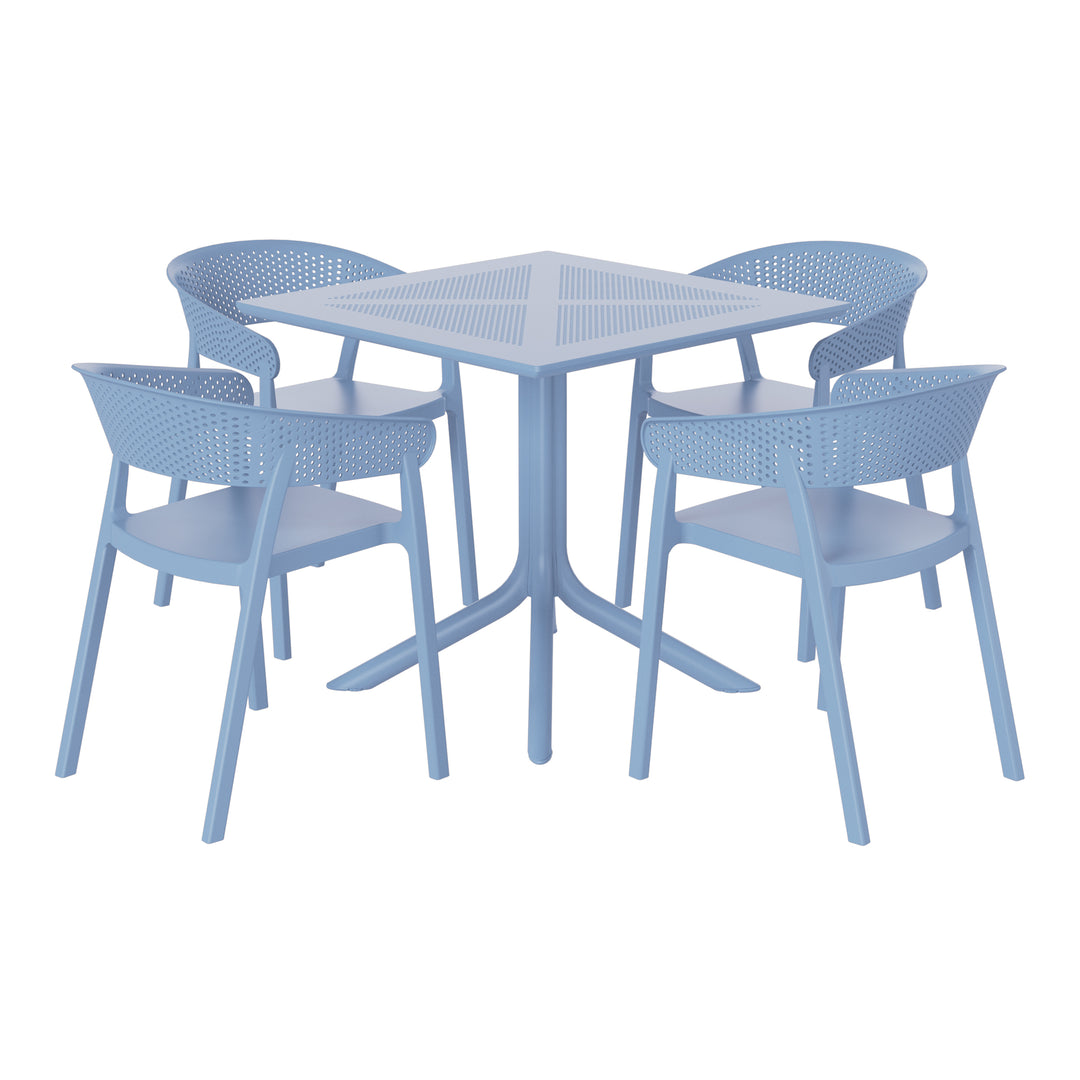 Playa 5-Piece Modern Patio Square Dining Table Set with Stackable Patio Dining Chairs