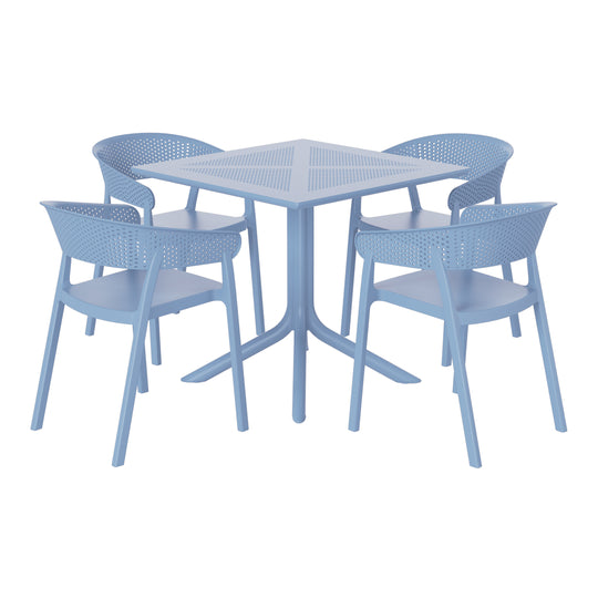 Playa 5-Piece Modern Patio Square Dining Table Set with Stackable Patio Dining Chairs