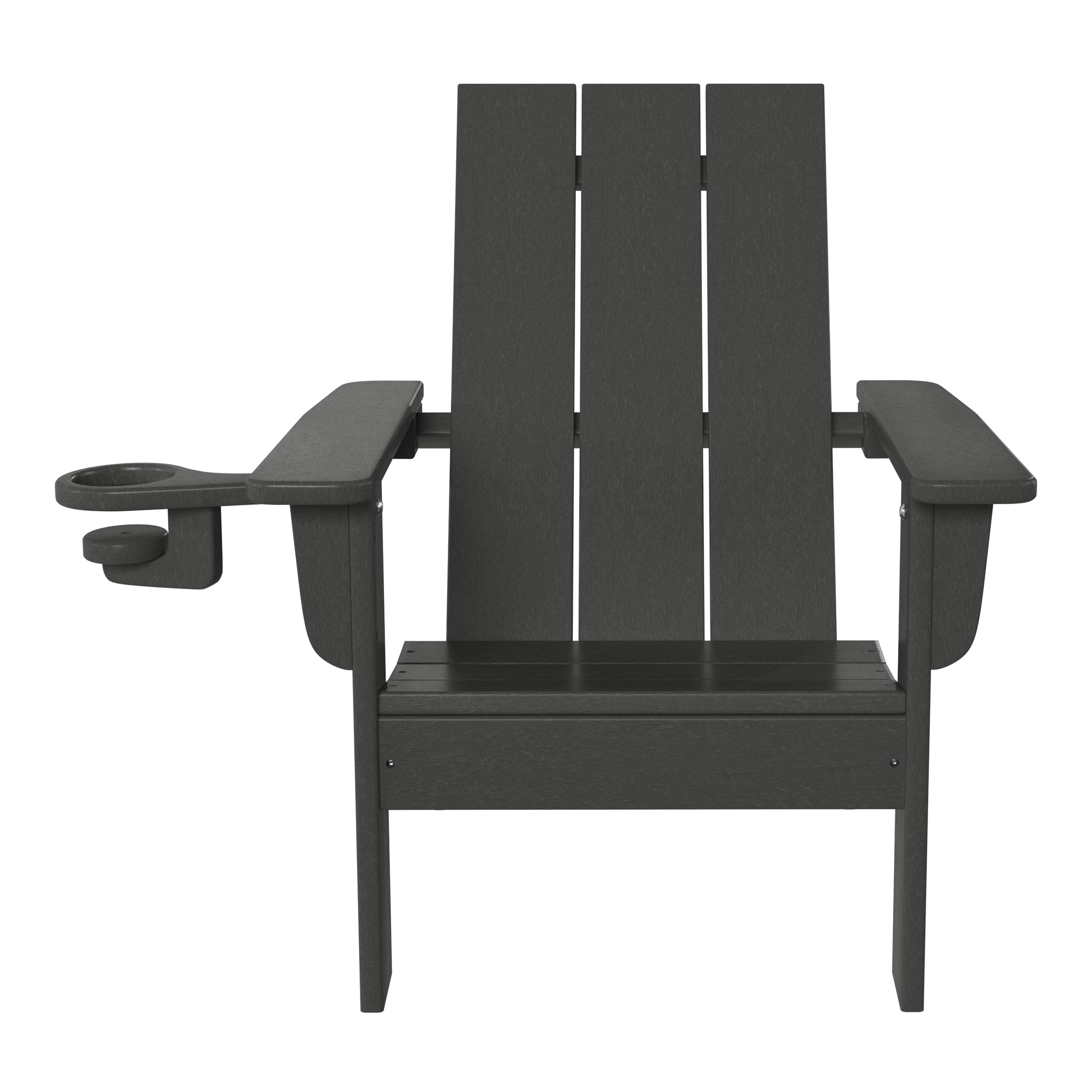 Ashore Kids Outdoor HDPE Plastic Modern Adirondack Patio Chairs with Cup Holders (Set of 2)