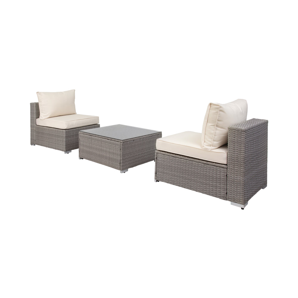 Irvine 3-Piece Outdoor Patio Rattan Wicker Sofa Conversation Set