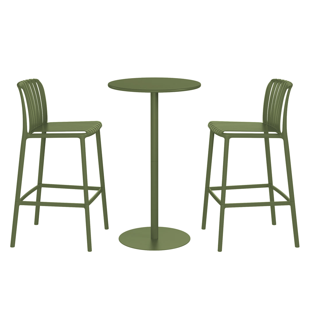 Playa 3-Piece Patio Adjustable Bar Table with Stackable Patio Bar Stools