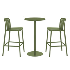 Playa 3-Piece Patio Adjustable Bar Table with Stackable Patio Bar Stools