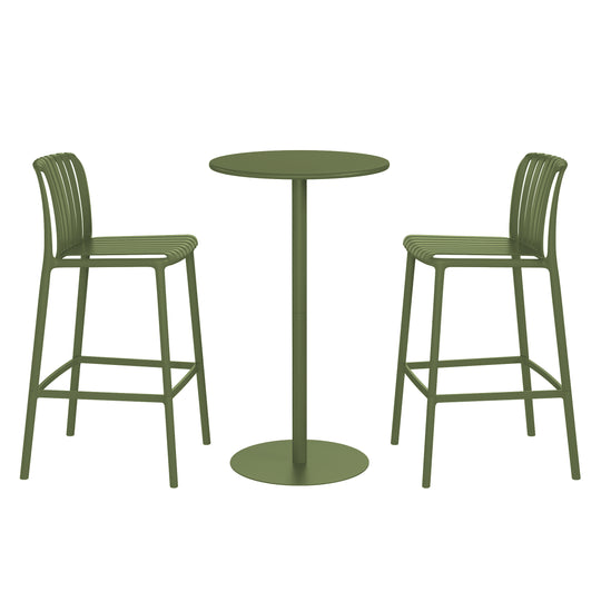 Playa 3-Piece Patio Adjustable Bar Table with Stackable Patio Bar Stools