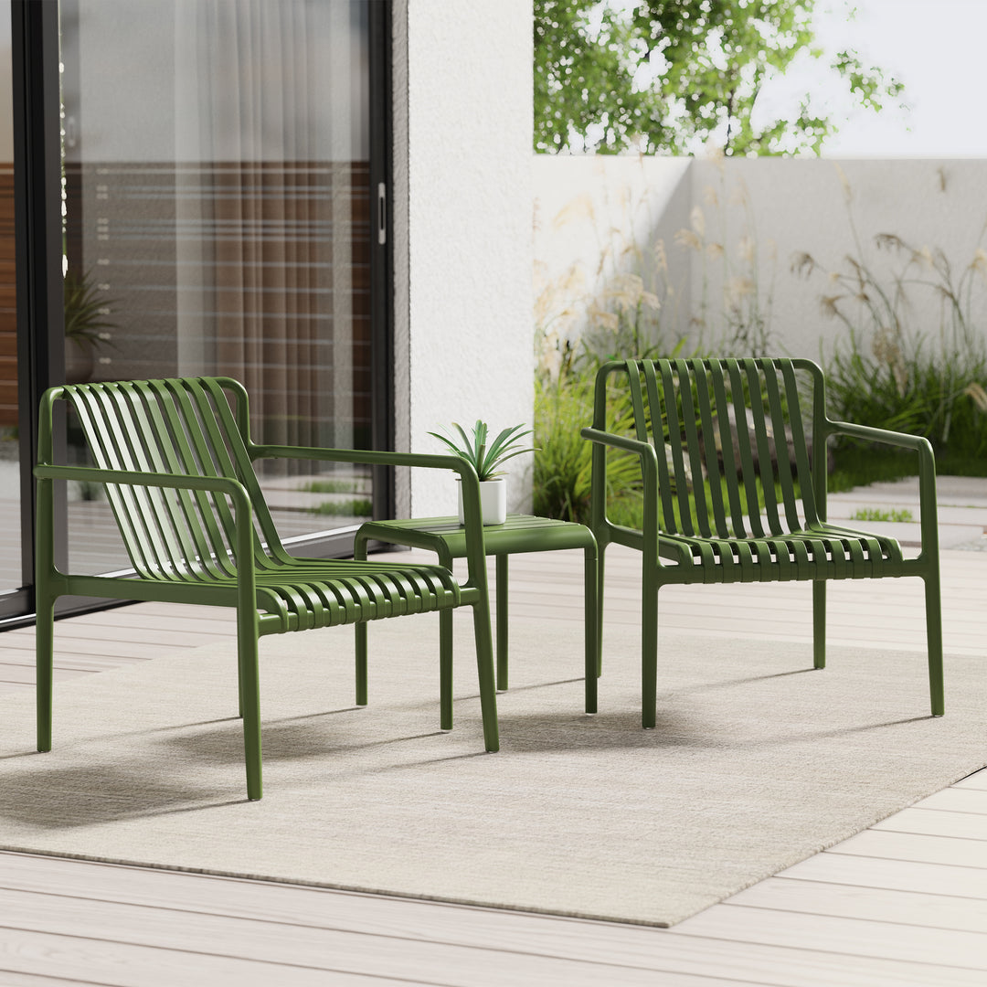 Playa Outdoor Modern Stackable Plastic Patio Club Armchairs (Set of 2)