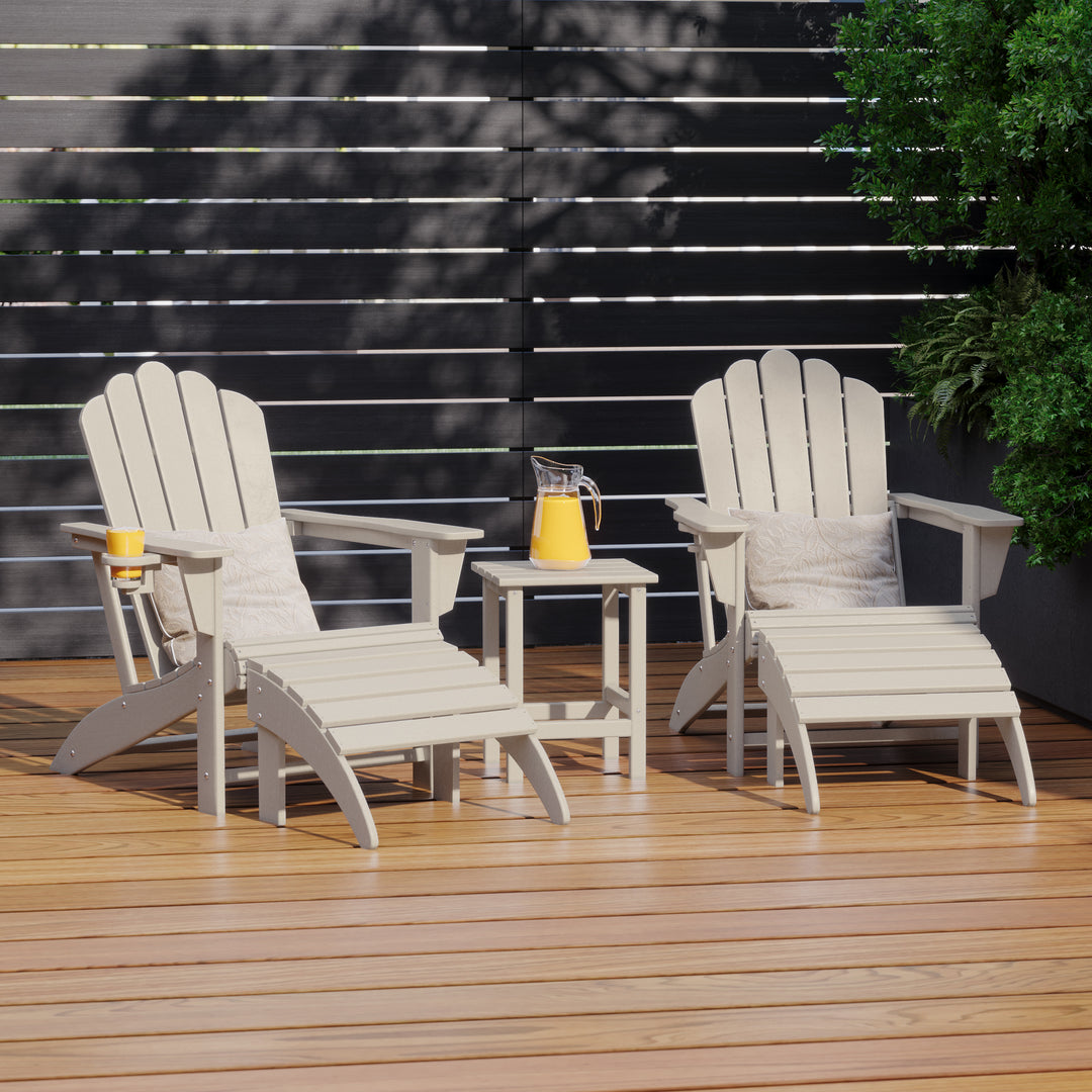Highland 5-Piece Adirondack Chair with Folding Ottoman and Table Set