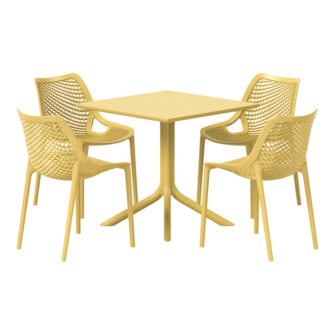 Playa 5-Piece Resin Square Patio Dining Table Set with Stackable Patio Dining Chairs