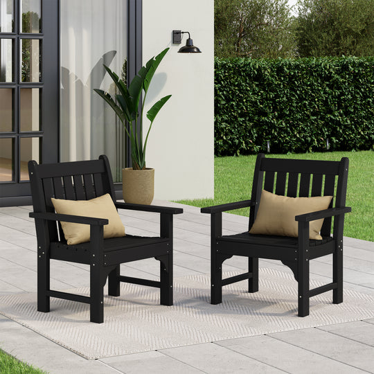 Malibu Outdoor Patio HDPE Adirondack Dining Arm Chairs (Set of 2)