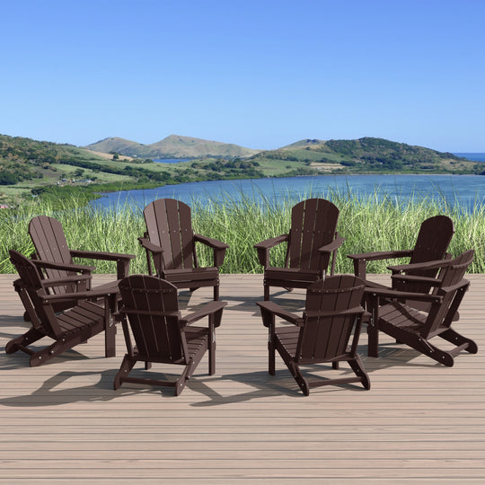 Malibu Outdoor Folding Poly Adirondack Chair (Set of 8)