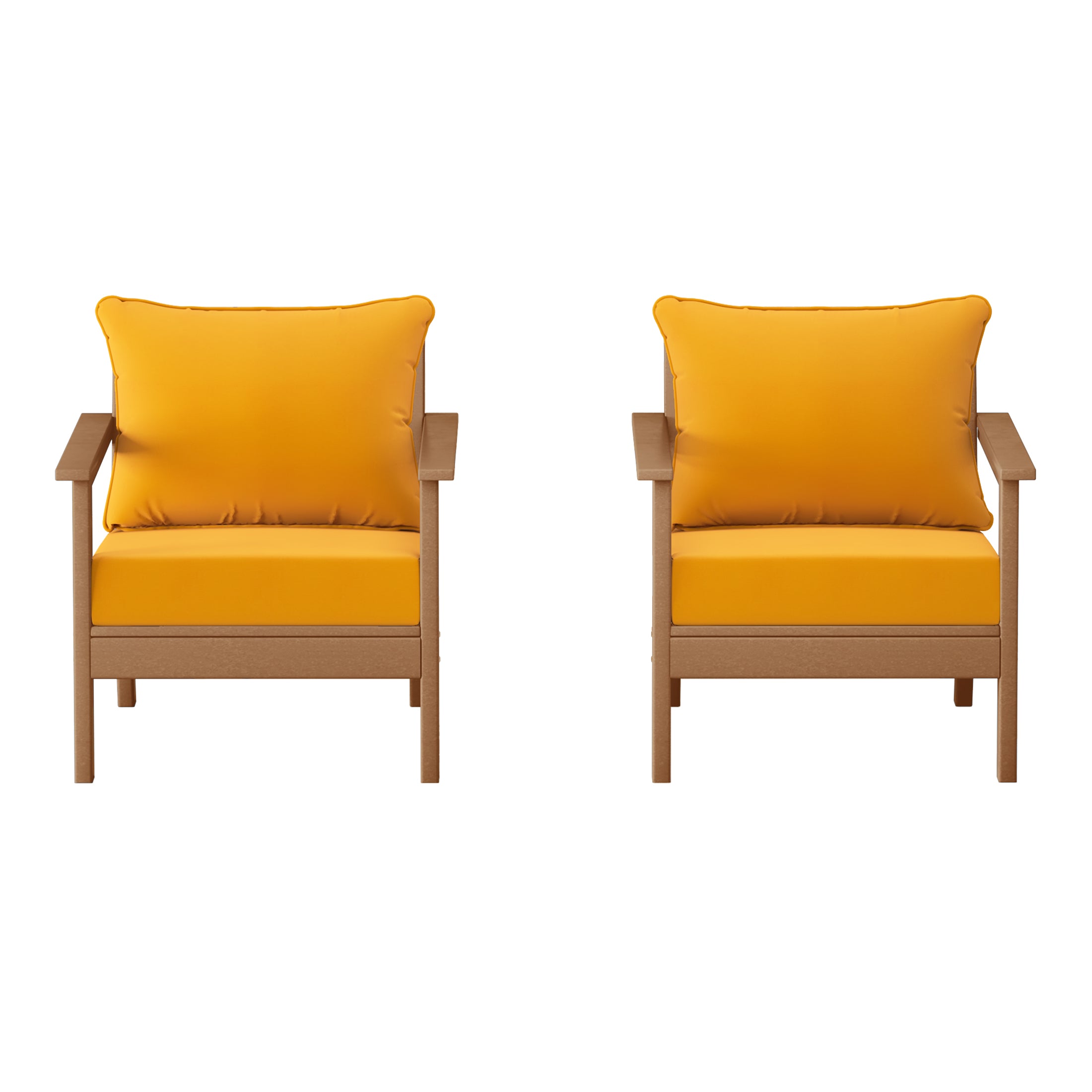Avalon Outdoor Modern HDPE Patio Club Chairs with Deep Seat Cushions (Set of 2)