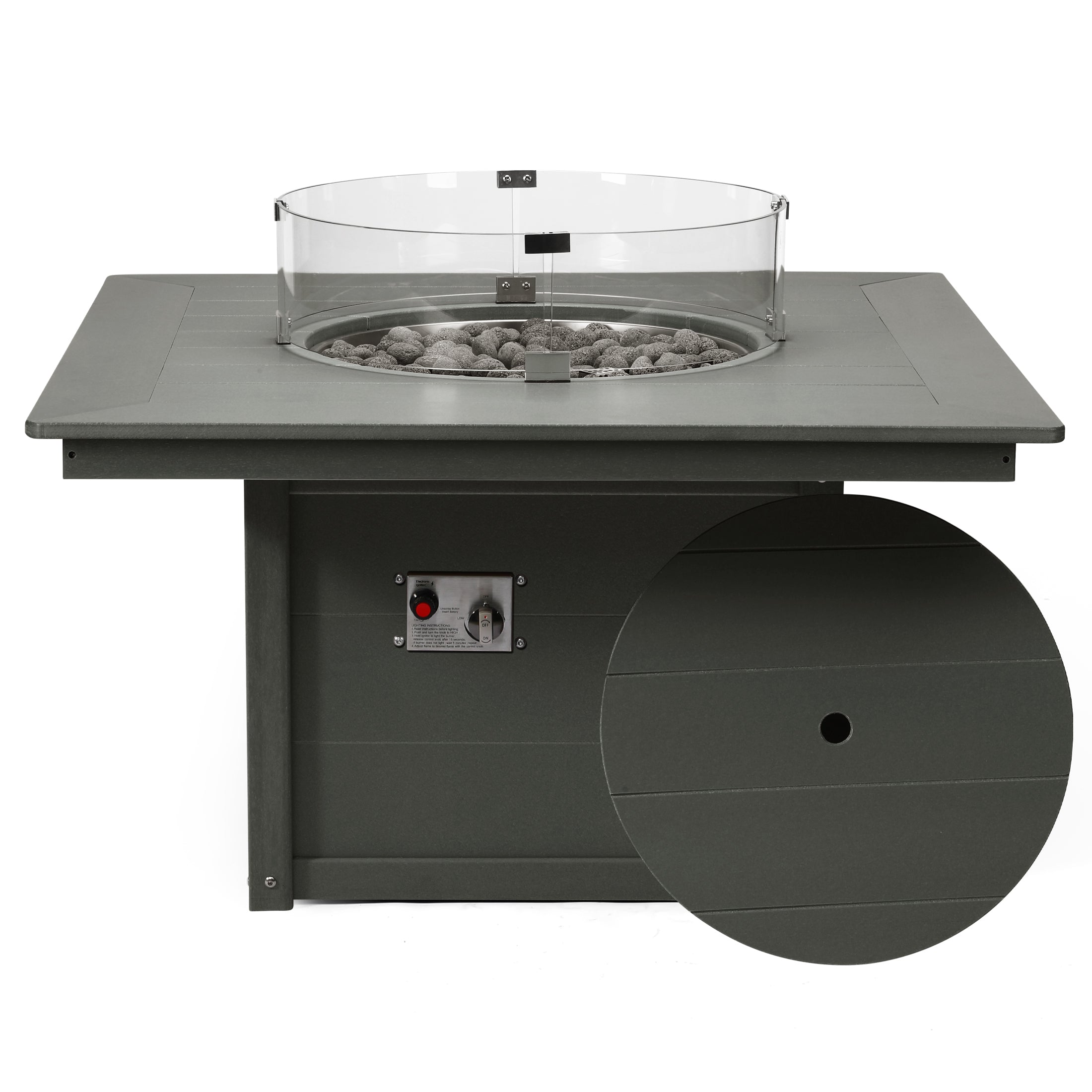Helios 42" Modern Outdoor Patio Propane Square Fire Pit Table