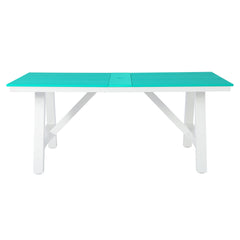Cape May 72" HDPE Rectangle Outdoor Patio Dining Table With Umbrella Hole and Metal Frame