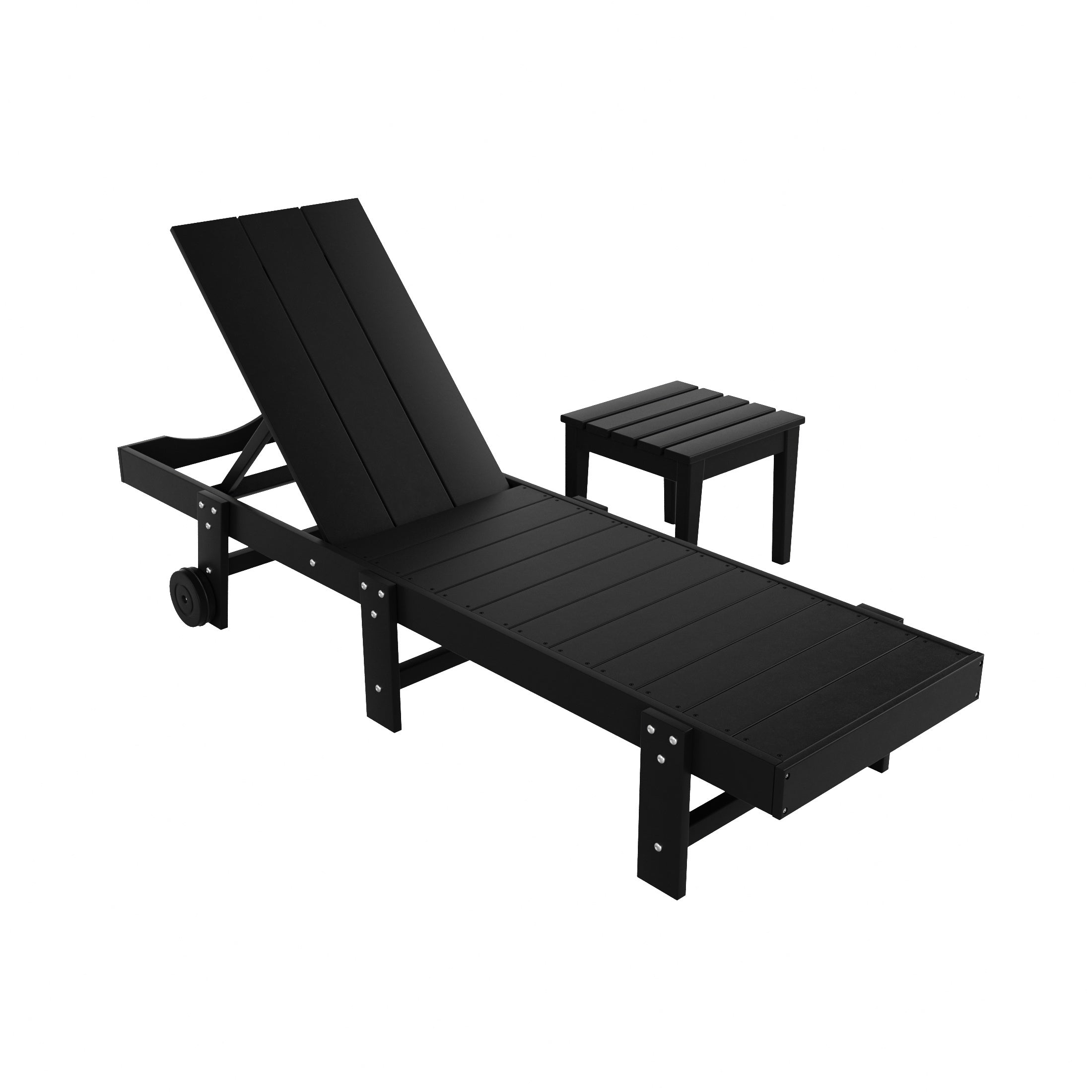 Ashore 2 Piece Modern Poly Reclining Chaise Lounge With Wheels