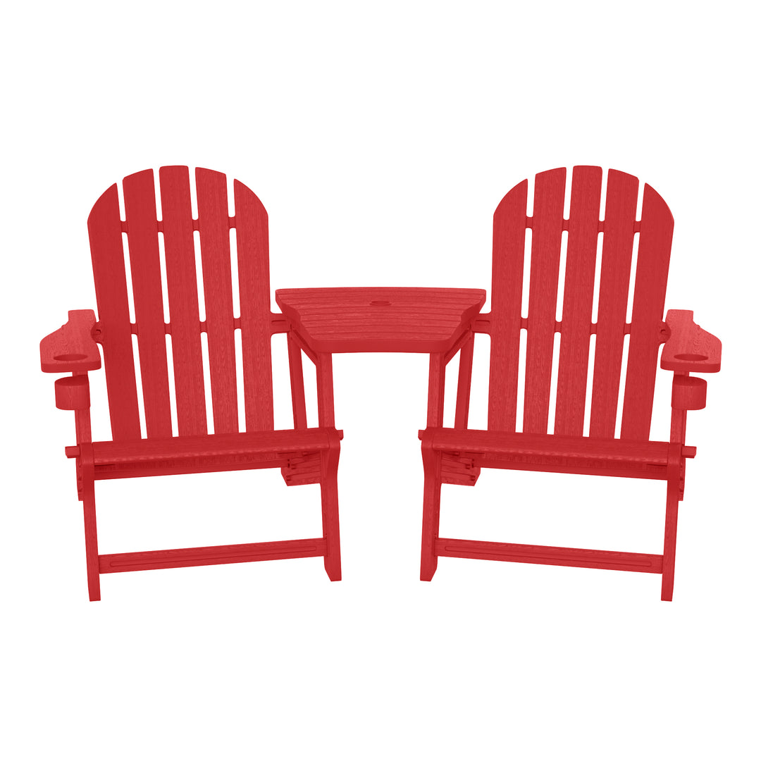 Azura Outdoor HDPE Adirondack Chairs With Connecting Table Tray (Set of 2)