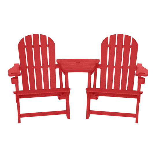 Azura Outdoor HDPE Adirondack Chairs With Connecting Table Tray (Set of 2)