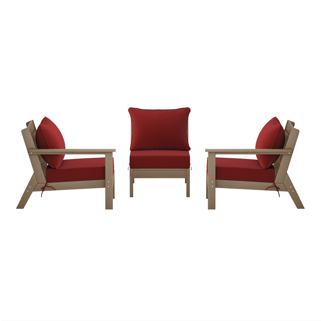 Avalon Outdoor Patio HDPE Sectional Sofa with Patio Cushions