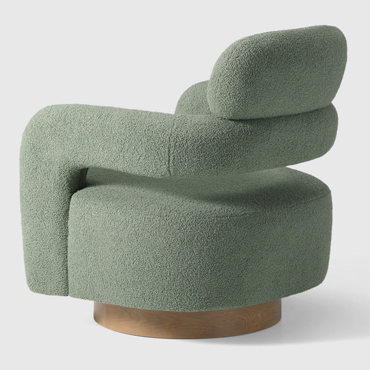 Alexandria Mid-Century Modern Sherpa Swivel Barrel Accent Chair