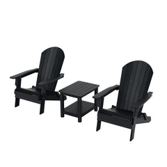 Tuscany 3PC Outdoor Adirondack Seashell Chair Set With Side Table