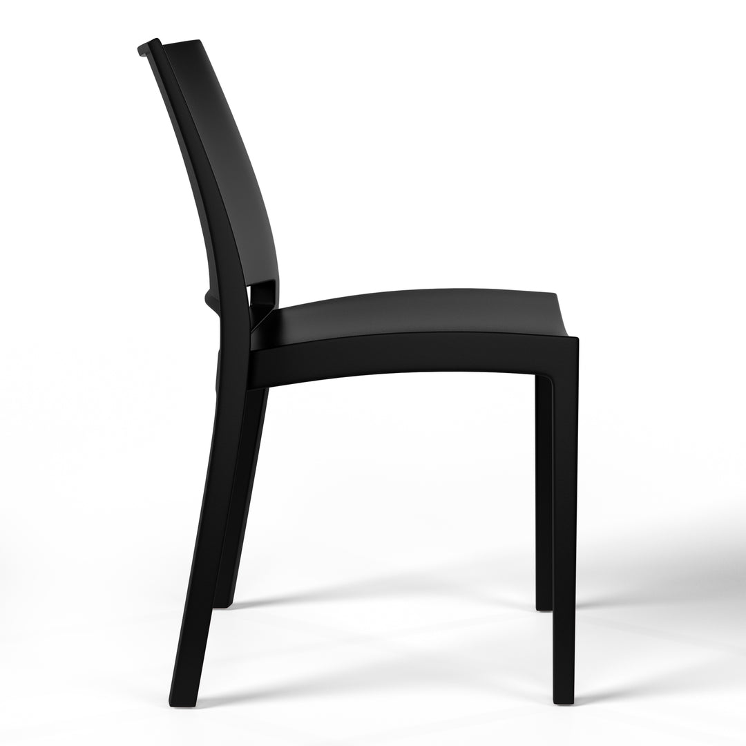 Playa 7-Piece Outdoor Rectangular Metal Patio Dining Table Set With Stackable Resin Patio Side Chairs