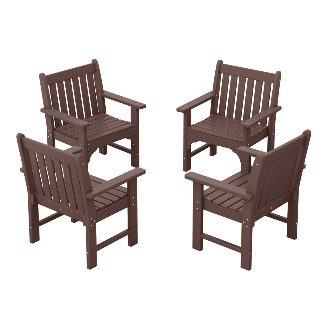Malibu Outdoor Patio HDPE Adirondack Dining Arm Chairs (Set of 4)