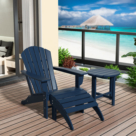 Dylan Outdoor Adirondack Chair With Ottoman And Side Table 3-Piece Set