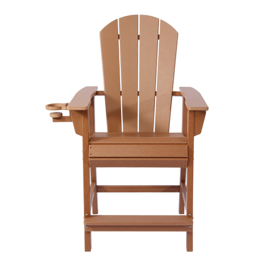 Malibu Outdoor HDPE  Tall Adirondack Counter Height Bar Chair With Cup Holder