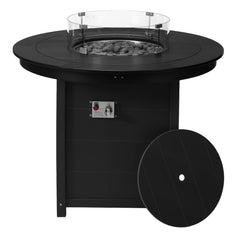 Helios 47" Modern Outdoor Patio Propane Round Counter Height Fire Pit Table