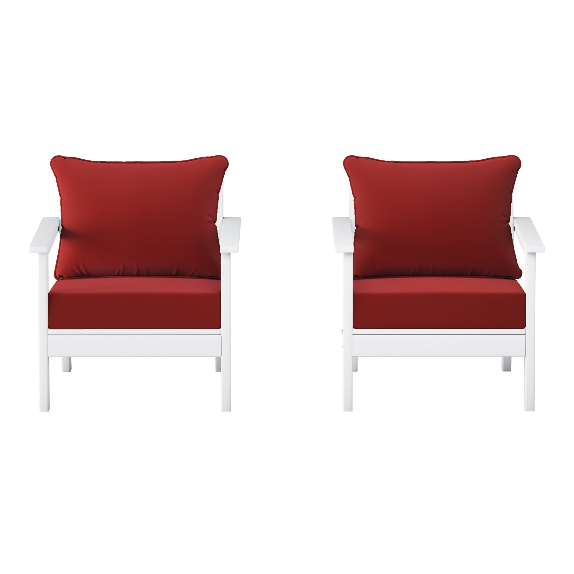 Avalon Outdoor Modern HDPE Patio Club Chairs with Deep Seat Cushions (Set of 2)