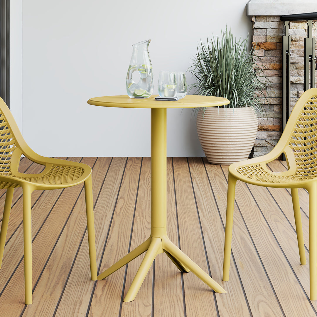 Playa 23.5" Outdoor Polypropylene Resin Round Patio Bistro Dining Table for 2