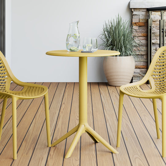 Playa 23.5" Outdoor Polypropylene Resin Round Patio Bistro Dining Table for 2