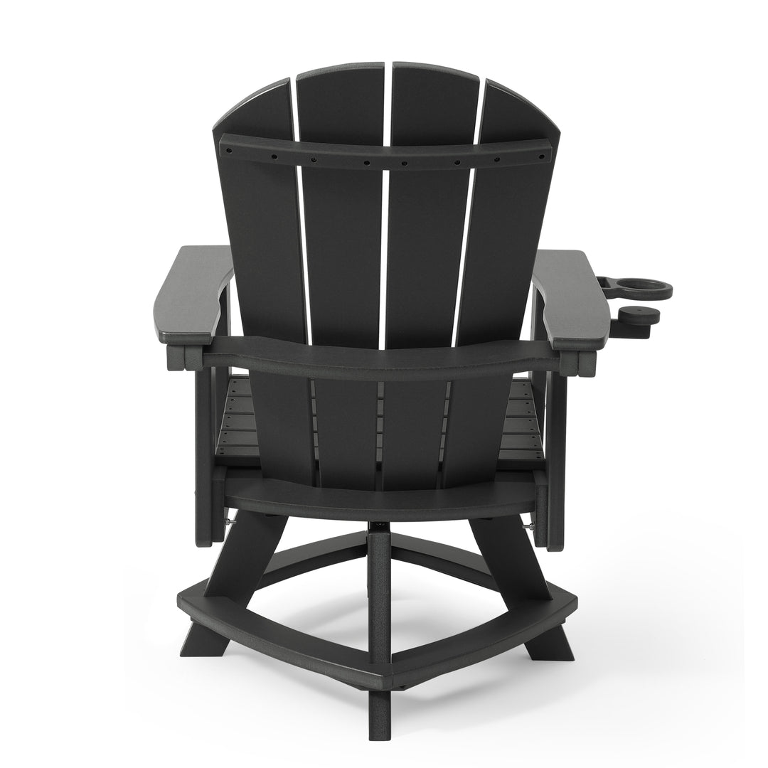Malibu Outdoor HDPE Swivel Adirondack Patio Dining Chair With Cup Holder