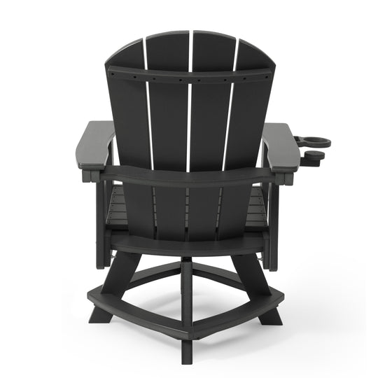 Malibu Outdoor HDPE Swivel Adirondack Patio Dining Chair With Cup Holder
