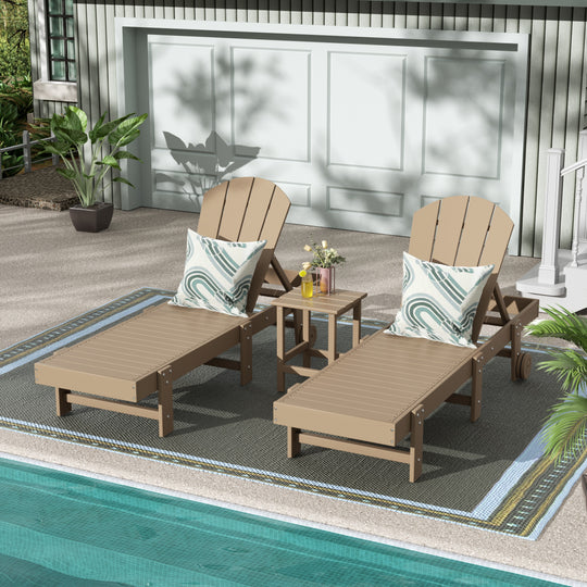 Malibu 3 Piece Poly Reclining Chaise Lounge With Wheels