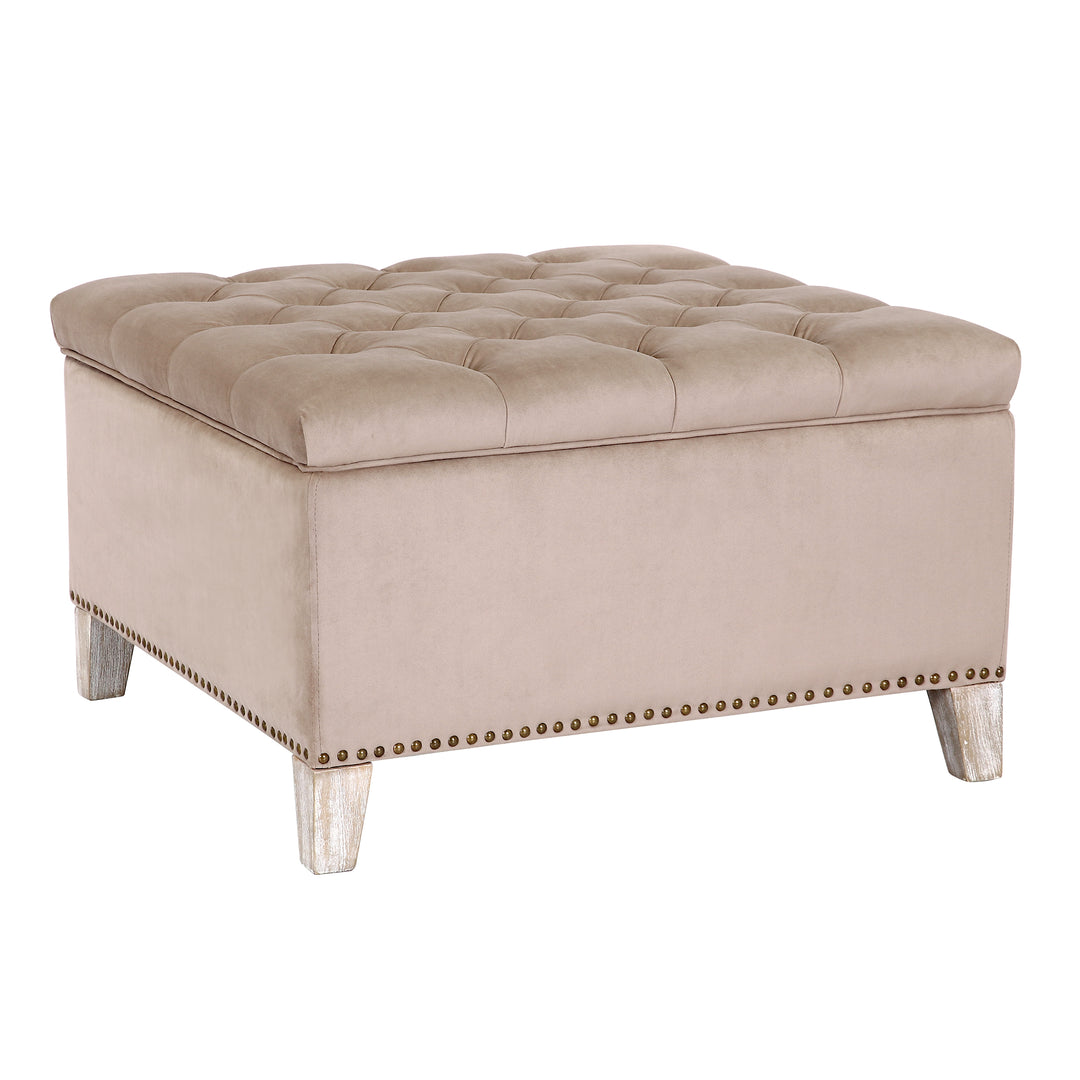 Wordford Square Velvet Tufted Storage Ottoman