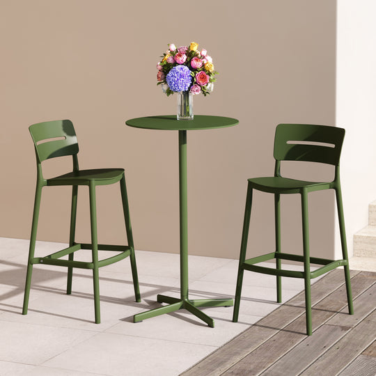 Playa Stackable Polypropylene Resin Plastic Outdoor Patio Bar Stools (Set of 2)