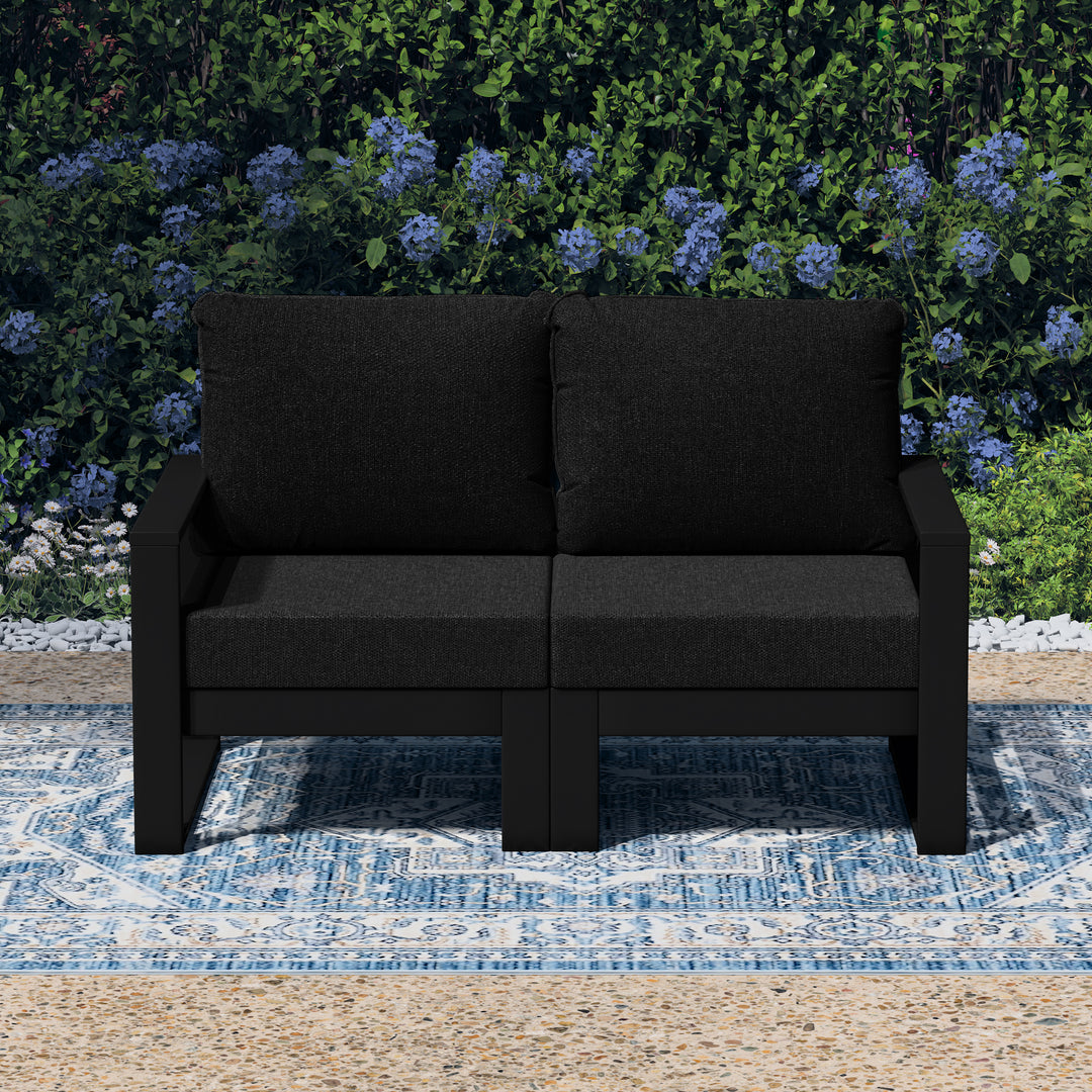 Montara Outdoor HDPE All-Weather Modern Patio Loveseat with Waterproof Cushions