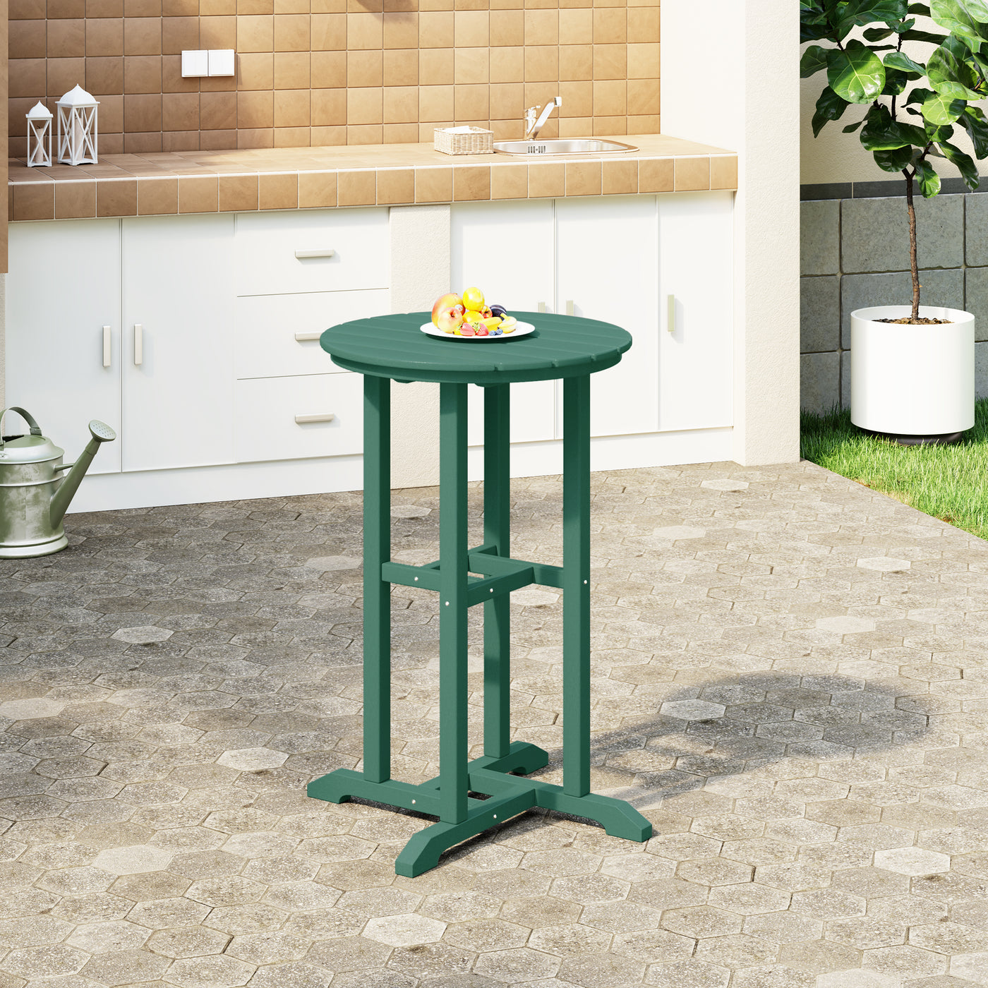 Malibu 37" Counter Height Round Outdoor Patio Bistro Bar Table