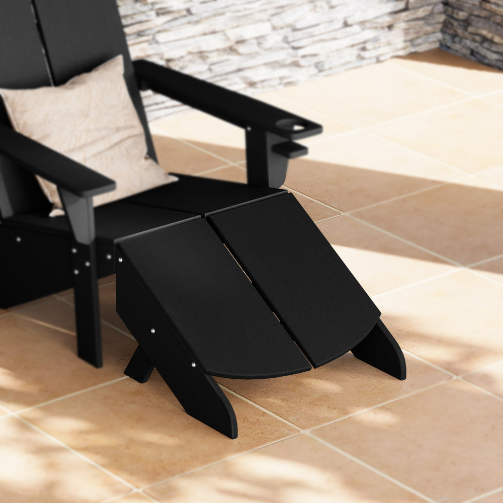 Riviera Modern HDPE Plastic Folding Patio Adirondack Ottoman