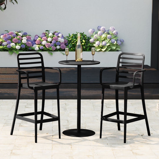 Playa 2-Person Adjustable Round Bar Table with Stackable Bar Stools Dining Set
