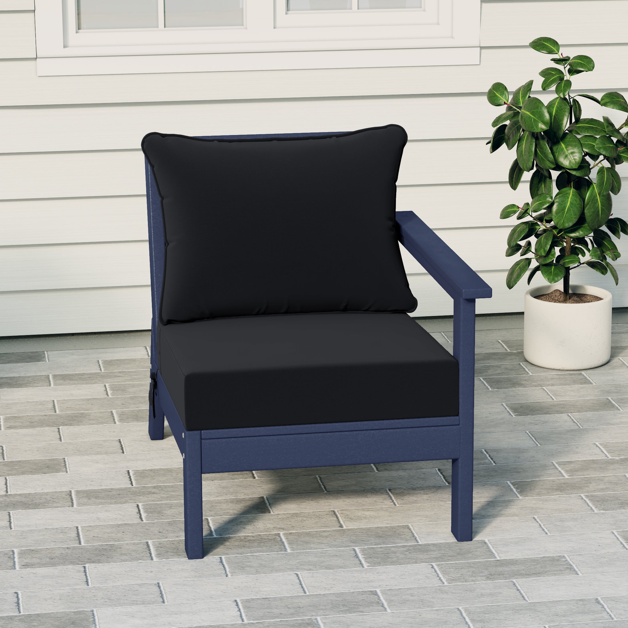 Avalon Outdoor Patio HDPE Right Arm Sectional Corner Club Chair with Patio Cushions